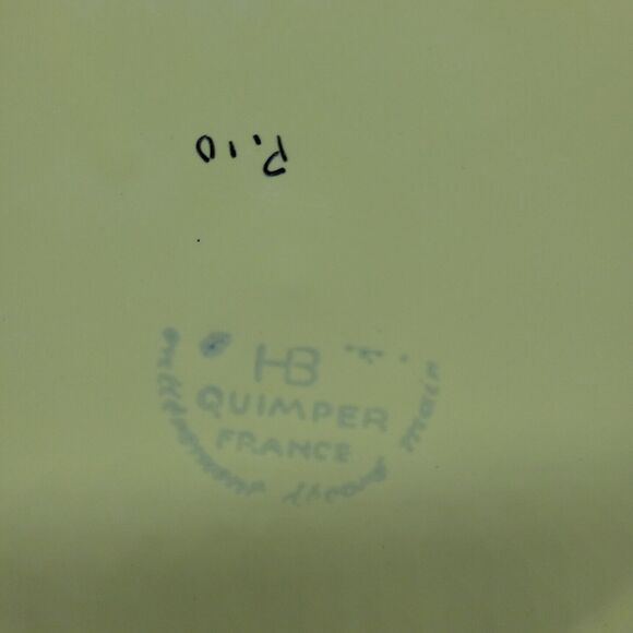 Quimper Soleil Yellow Octagonal Luncheon Plate 9.5" small chip - Picture 6 of 10